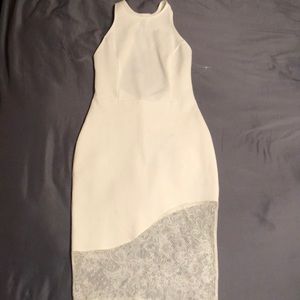 White dress with lace on the bottom